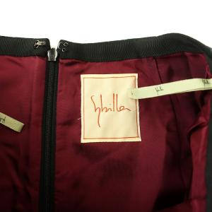 SYBILLA 台形スカート ひざ丈 総柄 ウール M 黒 ブラック ベージュ