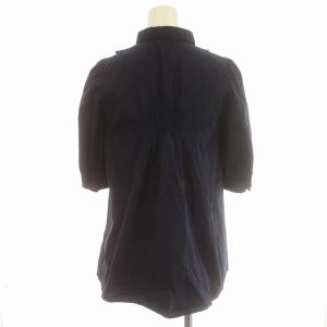 BURBERRY BLUE LABEL シャツ ブラウス フリル 五分袖 36 S ネイビー 紺