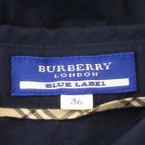 BURBERRY BLUE LABEL シャツ ブラウス フリル 五分袖 36 S ネイビー 紺