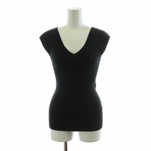 コンパクトリブニット 24SS ノースリーブ プルオーバー Vネック F 黒 ブラック GGZ1041605A0001