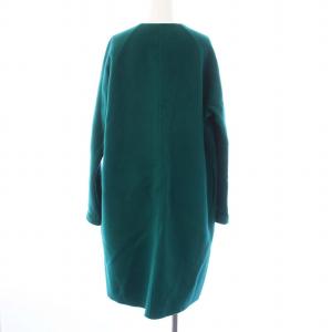 Theory NEW DIVIDE LUXE ROUNDED COAT ノーカラーコート アウター ロング カシミヤ混 S 緑 グリーン