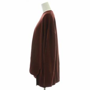 ENFOLD レイヤーカフプルオーバー ニット 長袖 クルーネック 無地 ウール 38 M 茶 ブラウン