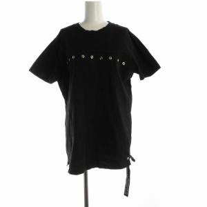 Tシャツ カットソー リング装飾 半袖 黒 ブラック /RO