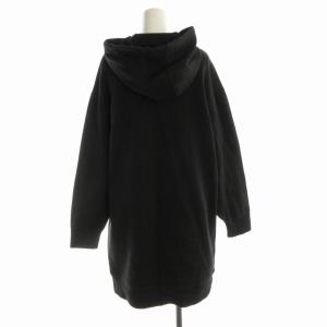 LACOSTE ワイドフードスウェットドレス ワンピース ひざ丈 フーディー 長袖 38 S 黒 ブラック EF9424