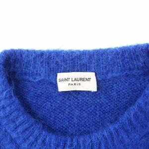 SAINT LAURENT PARIS ニット セーター 長袖 クルーネック モヘヤ混 S 青 ブルー 480142 /KH