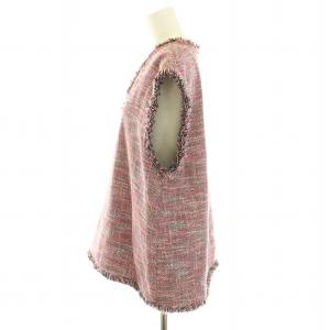 UNITED ARROWS ベスト プルオーバー ツイード フリンジ ピンク 黒 ブラック