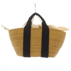 かごバッグ カゴバッグ ハンドバッグ バイカラー 切替 編み込み ベージュ 黒 ブラック /BB