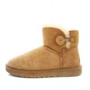 UGG australia W MINI BAILEY BUTTON ミニ ベイリーボタン ムートンブーツ ショート US7 24cm 茶 ベージュ 3352