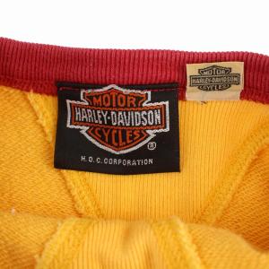 HARLEY DAVIDSON スウェット トレーナー プルオーバー 長袖 クルーネック ロゴ M 黄 イエロー 赤 レッド