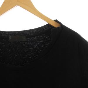 Y's ヨウジヤマモト 茶タグ コットンリネン レイヤード Tシャツ カットソー 半袖 3 L 黒 ブラック MT-T81-059