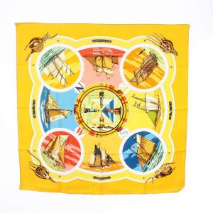 カレ90 BELLES AMURES 帆の美学 スカーフ シルク100％ 黄色 イエロー