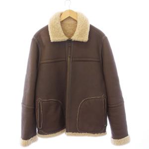 ムートンジャケット ボア アウター ジップアップ M 茶 ブラウン /KH