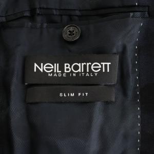 Neil Barrett テーラードジャケット シングル カモフラ 迷彩柄 ウール 44 S 紺 ネイビー 黒 ブラック