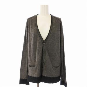 カーディガン ニット アルパカ シルク混 Vネック 長袖 XS ダークグレー /EE