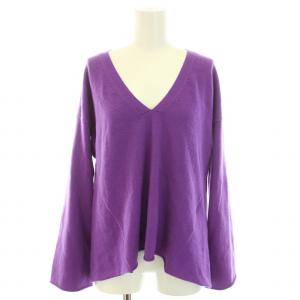 ニット セーター Vネック 長袖 ハイゲージ カシミヤ 紫 パープル /YT