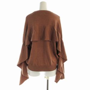 CLANE バックフリルニットトップス セーター クルーネック 長袖 1 S 茶 ブラウン