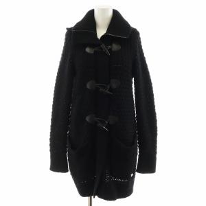ニットコート ロング丈 トグルボタン フード ウール カシミヤ混 アウター 1 S 黒 ブラック /AN34