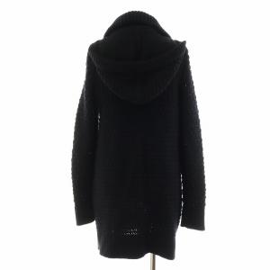 BURBERRY LONDON ニットコート ロング丈 トグルボタン フード ウール カシミヤ混 アウター 1 S 黒 ブラック /AN34