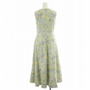 GRACE CONTINENTAL フラワーラメジャガードワンピース ミモレ ロング ノースリーブ クルーネック 花柄 総柄 36 S マルチカラー