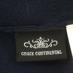 GRACE CONTINENTAL 21SS スターレースニットワンピース シアー ワンピース パフスリーブ 星 長袖 ロング 36 S ネイビー 紺