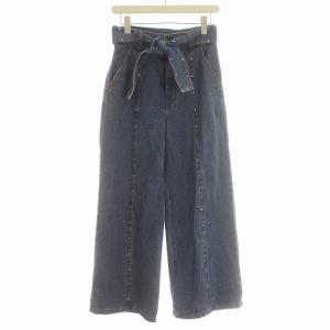 20SS デニムパンツ スタッズ ハイウエスト ワイド リボンベルト 36 S 青 ブルー /G