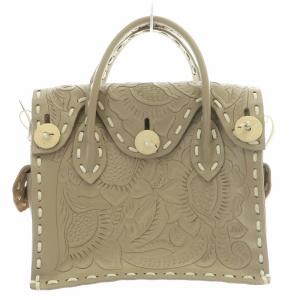 CARVING TRIBES Maestra S ハンドバッグ レザー 牛革 花柄 型押し F グレージュ 0423082001