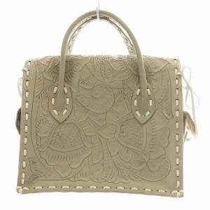 GRACE CONTINENTAL CARVING TRIBES Maestra S ハンドバッグ レザー 牛革 花柄 型押し F グレージュ 0423082001