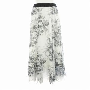 22AW チュールプリントスカート ロング 花柄 36 白 ホワイト