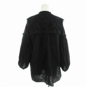 Diagram 21AW ブラウス シャツ シルク混 刺繍 長袖 36 黒 ブラック /MM