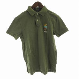 CUSTOM SLIMFIT ポロシャツ ポロベア ロゴ 刺繍 半袖 S P カーキ