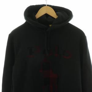POLO RALPH LAUREN プルオーバーパーカー フーディー 長袖 フード チェック ロゴ SP M 黒 ブラック
