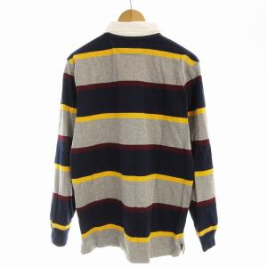 POLO RALPH LAUREN ポロシャツ ラガーシャツ 長袖 ボーダー ロゴ刺繍 XS グレー