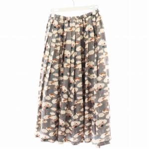 JUNYA WATANABE AD2019 フレアスカート ロング丈 花柄 絹 シルク S グレー ピンク