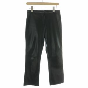フェイクレザーパンツ テーパード ジップフライ S 黒 ブラック /BB