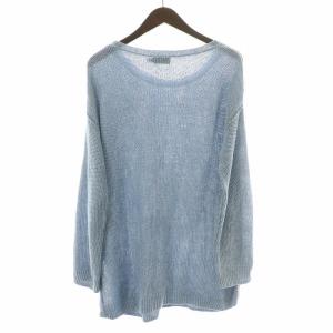 POLO RALPH LAUREN ニット セーター 長袖 クルーネック 編み込み 麻 リネン M 水色 ライトブルー /BB