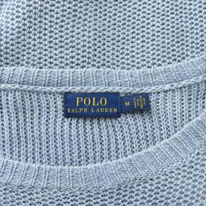 POLO RALPH LAUREN ニット セーター 長袖 クルーネック 編み込み 麻 リネン M 水色 ライトブルー /BB
