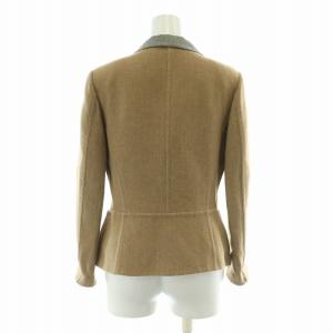 JIL SANDER テーラードジャケット アウター ダブル ショート丈 ウール カシミヤ混 34 XXS 茶 ブラウン グレー