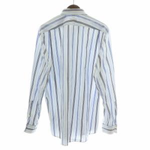 HERMES カジュアルシャツ 長袖 レギュラーカラー マルチストライプ 水色 ライトブルー 青 ブルー 白 ホワイト