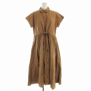 シャツワンピース ロング 半袖 38 茶 ブラウン 4113WJ04E18 /EE