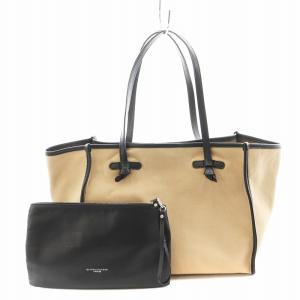 ハンドバッグ トートバッグ キャンバス ベージュ 黒 ブラック /AN5