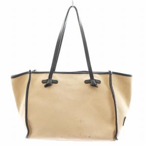 GIANNI CHIARIN ハンドバッグ トートバッグ キャンバス ベージュ 黒 ブラック /AN5