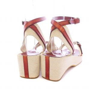 HERMES ウェッジソールサンダル アンクルストラップ 35 22cm 赤 レッド /KH D