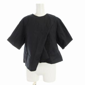 シャツ ブラウス プルオーバー 変形 アシメ 半袖 紺 ネイビー /RO