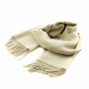 エシャルプバローダ マフラー フリンジ ロゴ カシミヤ グレー ベージュ /AN2 OH