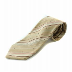ネクタイ レギュラータイ ストライプ モノグラム 総柄 シルク ロゴ ベージュ /BB OH
