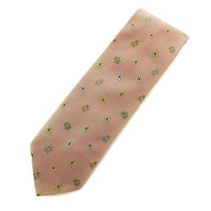 ネクタイ レギュラータイ 総柄 花柄 絹 シルク ピンク 黄 イエロー /YT OH