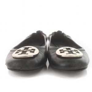 TORY BURCH フラットシューズ パンプス ロゴ 靴 シューズ 7.5M 黒 ブラック