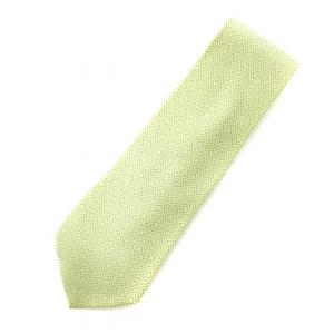 ネクタイ レギュラータイ 総柄 絹 シルク 黄緑 イエローグリーン 茶 ブラウン /YT OH