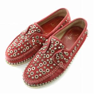 ローカットシューズ スリッポン スエード ロックスタッズ 装飾 38.5 24.5cm 赤 レッド /BB