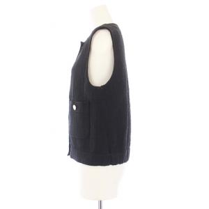 ANAYI 24SS スラブツイードクルージレ ベスト クルーネック ショート丈 34 XS 黒 ブラック